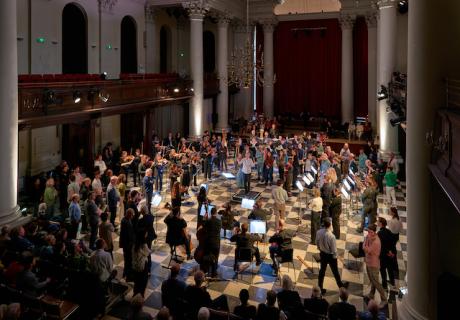 Audience members enjoy surround sound Mahler