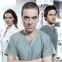 (Left to right) Sarah Parish, James Nesbitt and Tom Riley on the alert for flying one-liners in 'Monroe' 