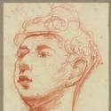 Bridget Riley: 'Boy with curly hair', early 1950s (red conté crayon on paper)