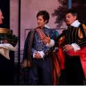 James Garnon's comic sidekick Parolles (right) steals the show from juve lead Sam Crane (centre) and Michael Bertenshaw's apoplectic Lafeu (left)