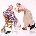 'Tender Years - Treating a Cold', 1957 is typical of Norman Rockwell's gentle humour 
