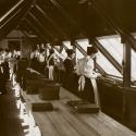 Printing Kodak, 1890: female staff mass-producing albumen prints made using eggwhites from 100 chickens in the yard