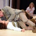 Star-cross(dressed) lovers: Orlando (Jonjo O'Neill) gets to grips with Rosalind (Katy Stephens)