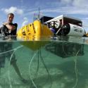 Scientists from the University of Queensland measure the effect of acidic seawater on coral reefs